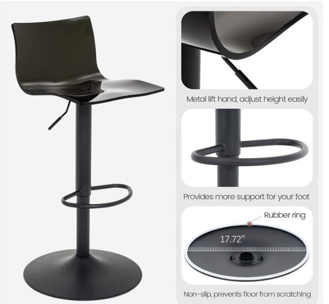 Indoor / Outdoor Transparent Acrylic Bar Stool With Adjustable Height